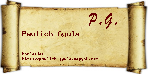 Paulich Gyula névjegykártya